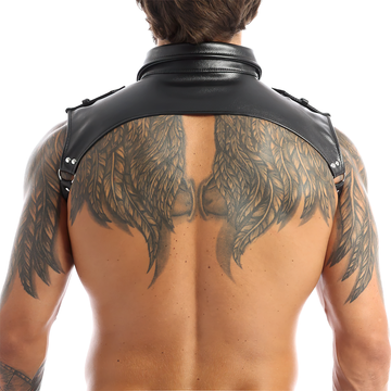 Men's Erotic PU Leather Harness / Adjustable Lapel Muscle Hollow Out Bondage Costume - EVE's SECRETS